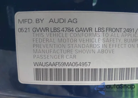2021 Audi A5 Premium 45 Tfsi Quattro S Tronic z USA, uszkodzony, nr VIN WAUSAAF59MA054957